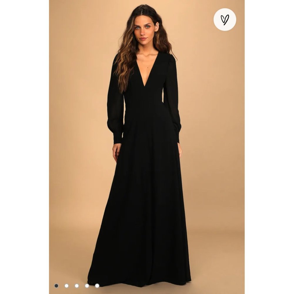 Lulus Talk About Divine Black Long Sleeve Backless Maxi Dress